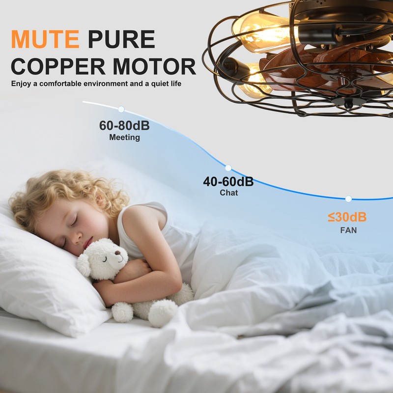 19.7" Ceiling Fan Light 6-Speed Low Noise 30 dB for Bedroom/Living Room Kitchen gallery
