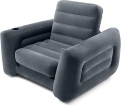 Folding Inflatable Pull-Out Chair Built-in Cupholder Air Sofa Bed Mattress