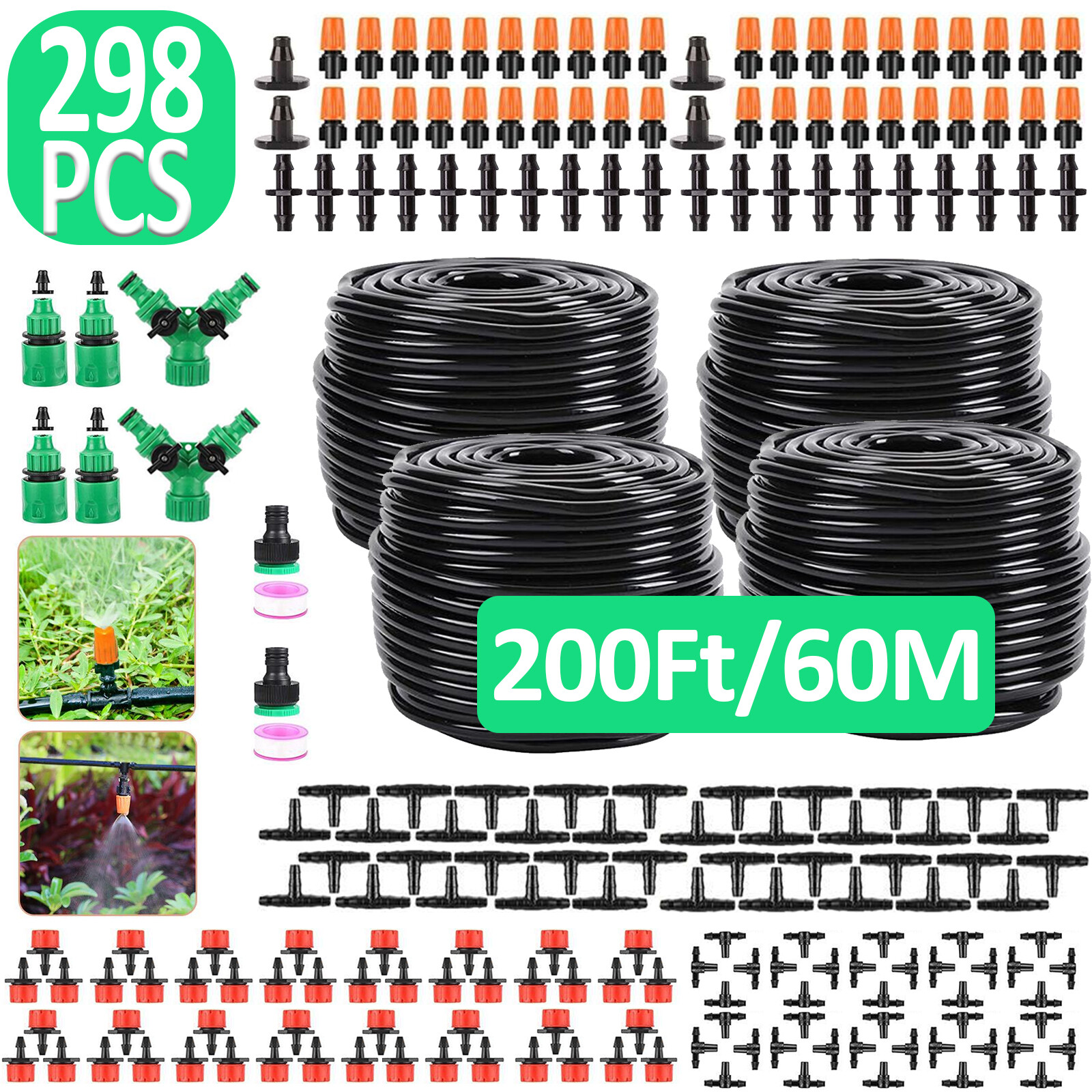 149-298pcs Micro Drip Irrigation System Kit Plant Garden Watering Hose Sprayer gallery
