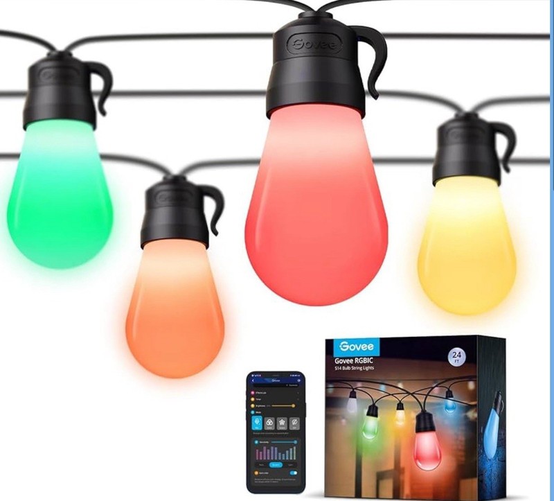 Govee RGBIC S14 bulb string lights 24ft 8 bulbs gallery