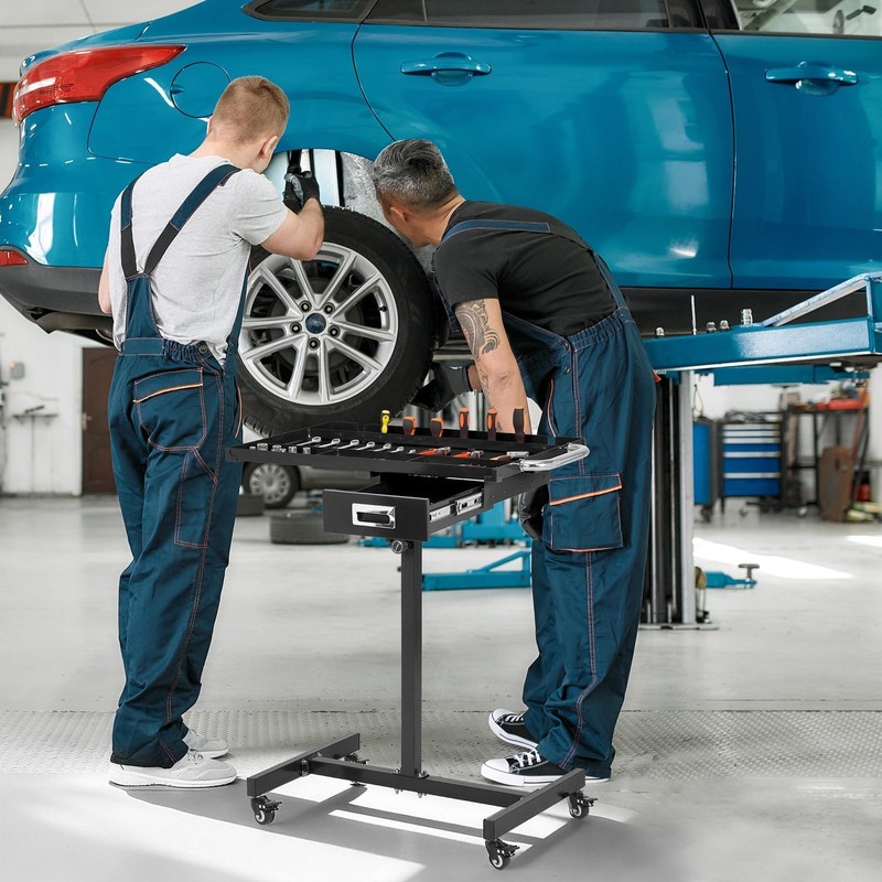 220LBS Mobile Workbench with Wheels, Adjustable Rolling Work Table for Garage gallery