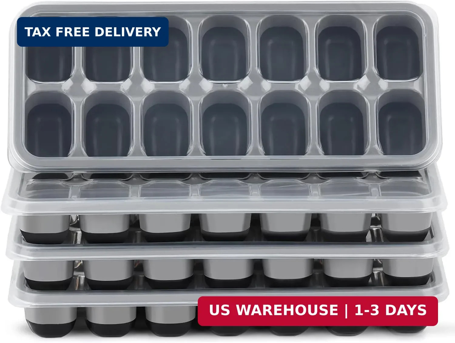 Ice Cube Tray 4 Pack, Easy-Release & Flexible 56 pcs Silicone Ice Cube Trays wit gallery