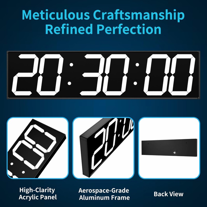 CHKOSDA Large Digital Wall Clock 28" with GPS Auto-Sync, Remote Control & Tim... gallery