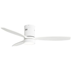 Solid Wood Low Profile Flush Mount Ceiling Fan With Remote & Reversible DC Motor