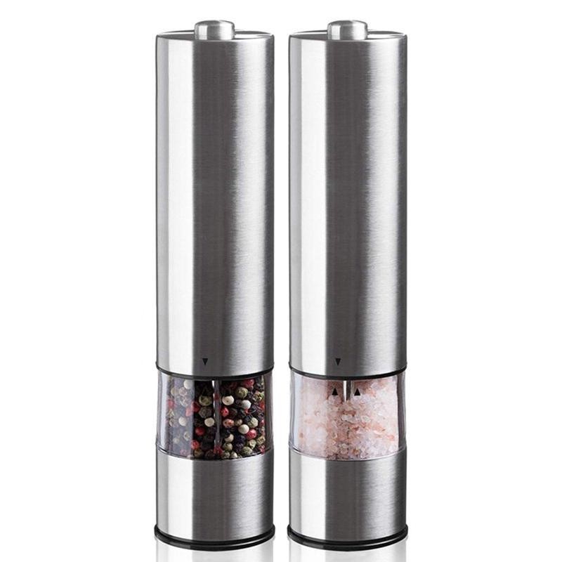 2pcs Electric Salt Pepper Grinder Mill Shakers Set Adjustable Stainless Steel gallery