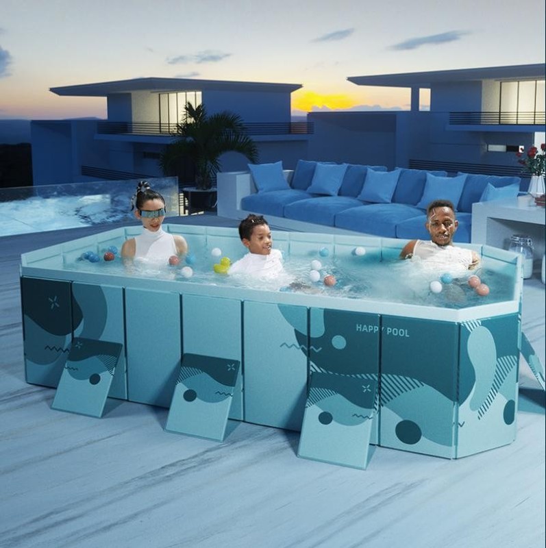 2.1M Rectangular Above Ground Swimming Pool Outdoor Adult Kiddie Pool Foldable gallery