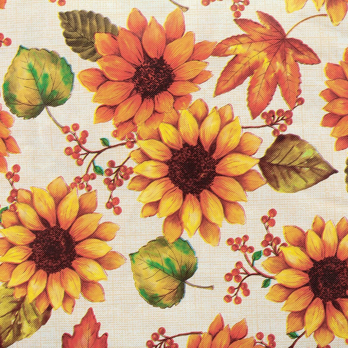 70" (Round), Multi-colored (Floral With Sunflowers in Rich Fall Colors and... gallery