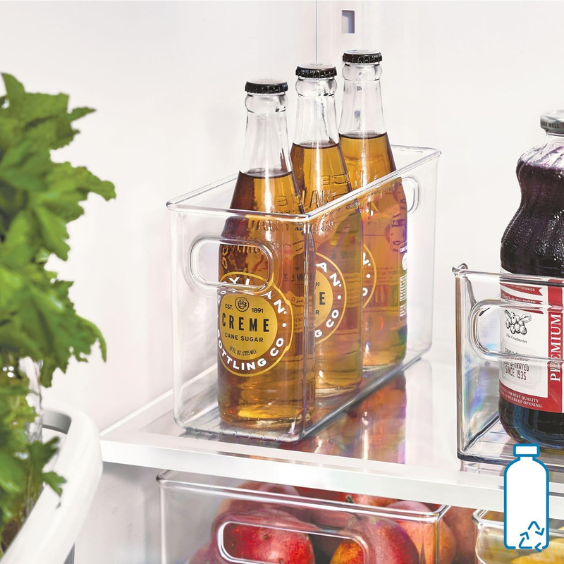 Slim Clear Plastic Storage Bin, Tall Narrow Organizer for Kitchen, Fridge, Freez gallery