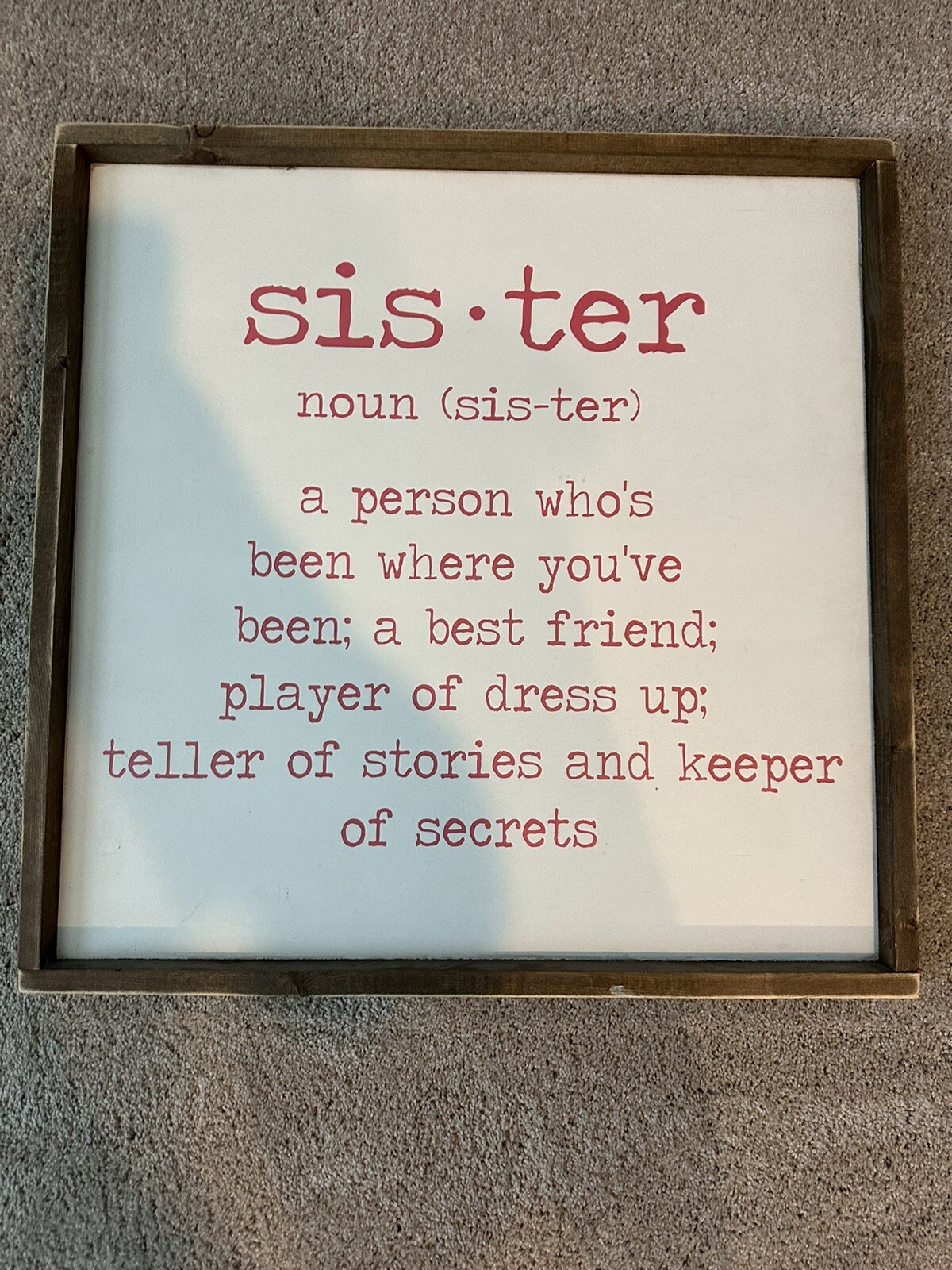 SISTER WALL ART Wood Frame Definition Picture Plague Decor 26 L X 25 1/2 H gallery