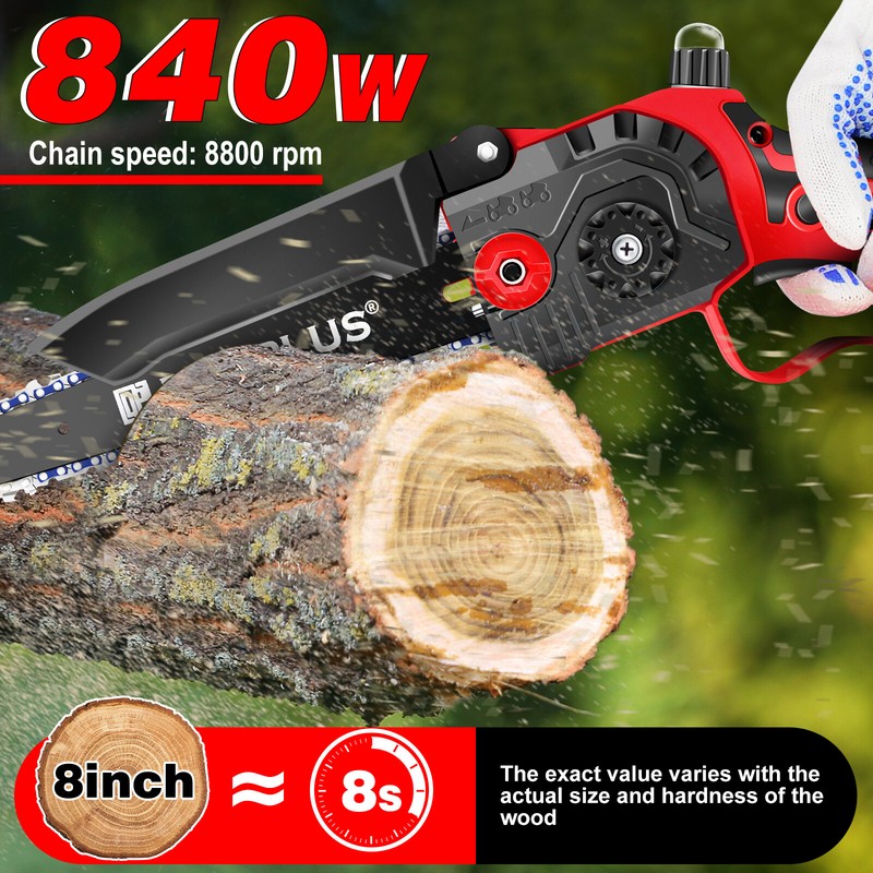4"/6"8" Mini Handheld Electric Chainsaw Cordless Chain Saw Wood Cutter+2 Battery gallery