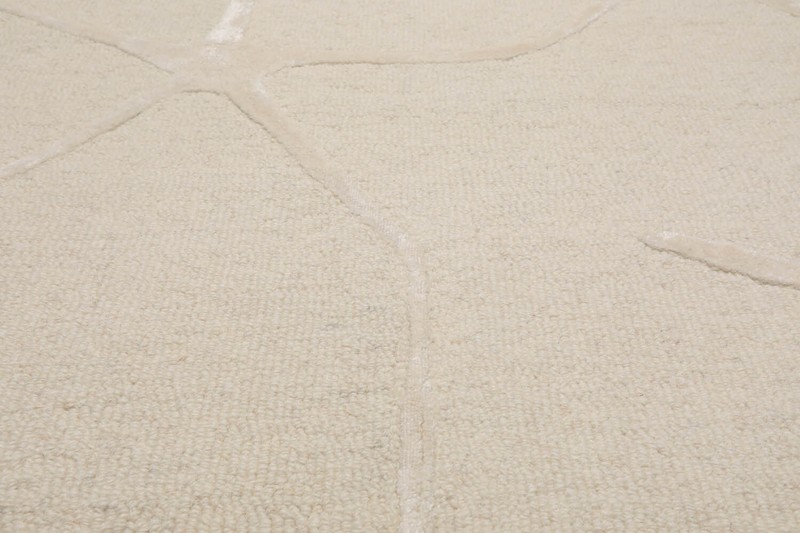Designer Loop N Cut Pile Handmade Wool & Art Silk Modern Area Rug Ivory 5' x 8' gallery