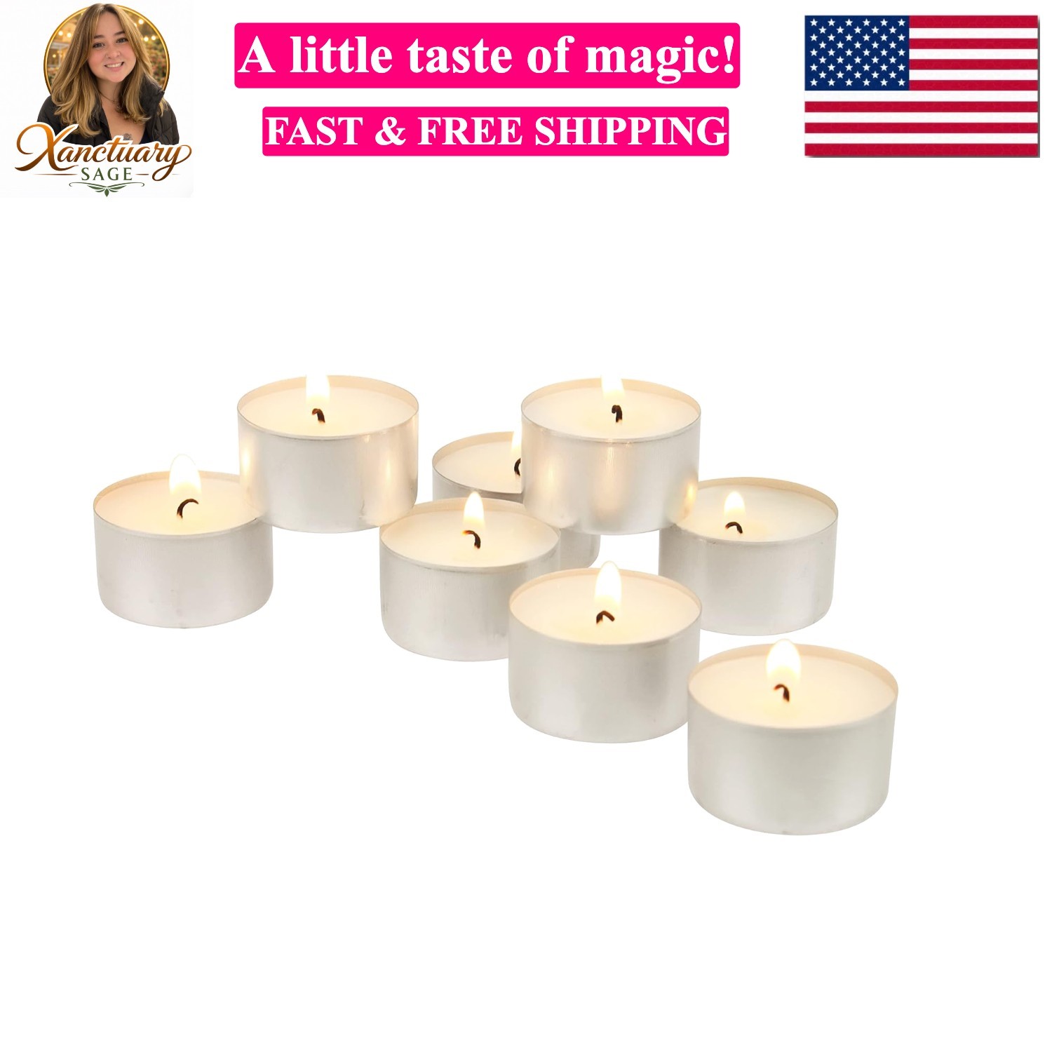 100 Pack Unscented 8 Hour Extended Burn Time Tea Light Candles, White, 100 Count gallery