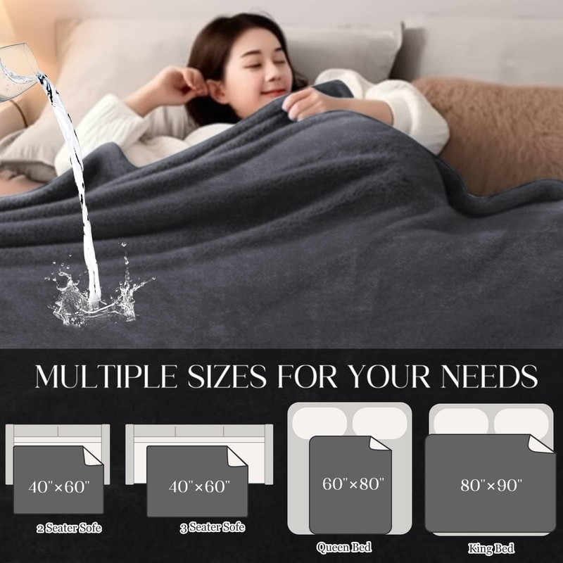 Waterproof Dark Light Gray Bed Blanket 40x60in Storage Bag Flannel 3 Layer gallery