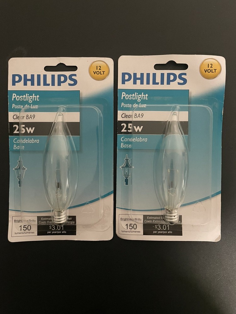 Philips Postlight Candelabra Base, Clear BA9, 25W Light Bulb, 150 Lumens
