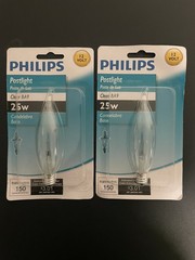 Philips Postlight Candelabra Base, Clear BA9, 25W Light Bulb, 150 Lumens
