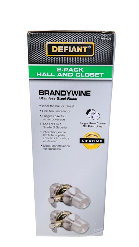 Defiant 2-Pack Hall And Closet Brandywine Knob Set Stainless Steel Finish gallery