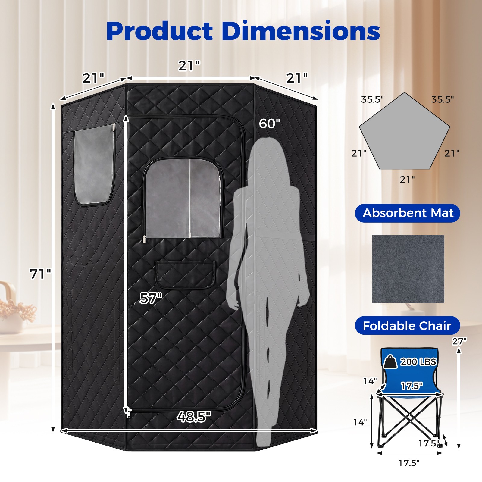 Portable Far Infrared Sauna Box for Home, Full Body Sauna Tent w/Heated Foot Pad gallery