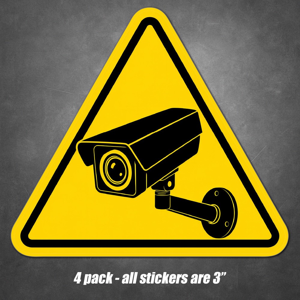 4-Pack Security Camera Warning Stickers CCTV Video Surveillance Vinyl Decals 3in gallery