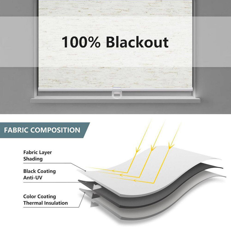 Linen Cream Cordless Blackout Polyester Roller Shades for Windows UV Protection gallery
