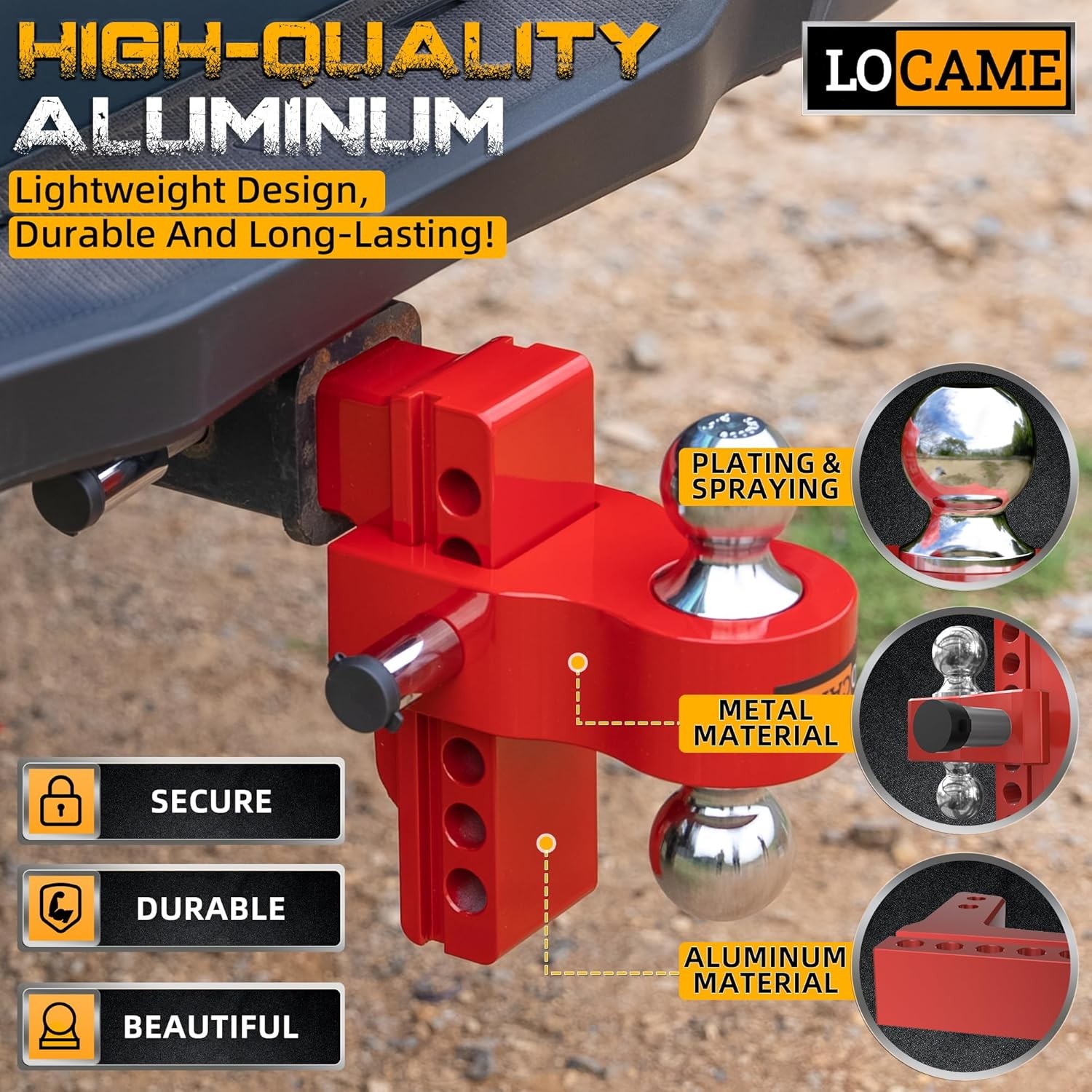 Aluminum Drop Hitch For 2.5 Inch Receiver 18500 LBS LOCAME gallery
