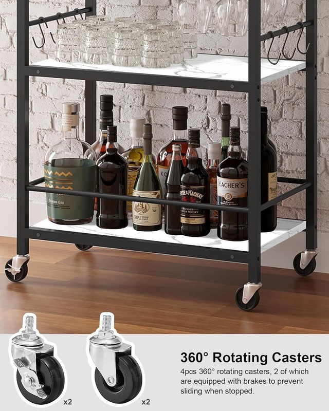 Modular Bar Cart with Easy Assembly & Wine Glass Storage – Modern Home Essential gallery