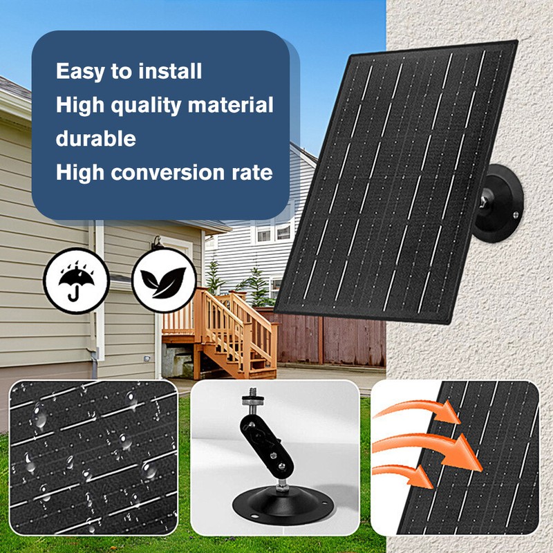 20W 5V USB C Solar Panel For Security Camera 360°Adjustable Mounting Waterproof gallery