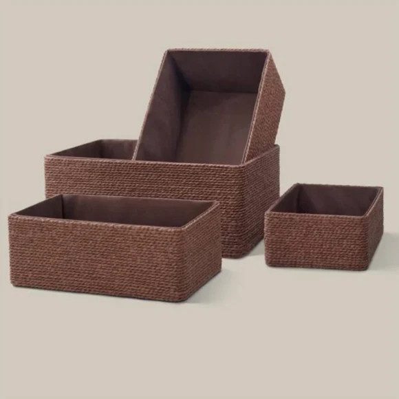 Recycled Wicker Storage Basket SET of 4 Paper Rope Storage Bins - Baskets .. gallery