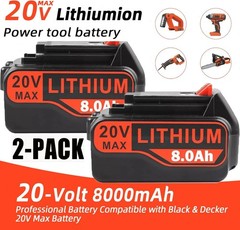 2Pack 20V Lithium-ion Battery for BLACK DECKER 20 Volt LBXR20 LBX20 LB20 8.0Ah
