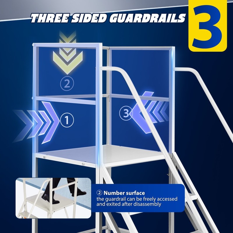 6 Steps Rolling Ladder, Mobile Platform Ladders with Brakeable Wheels 1213LBS gallery
