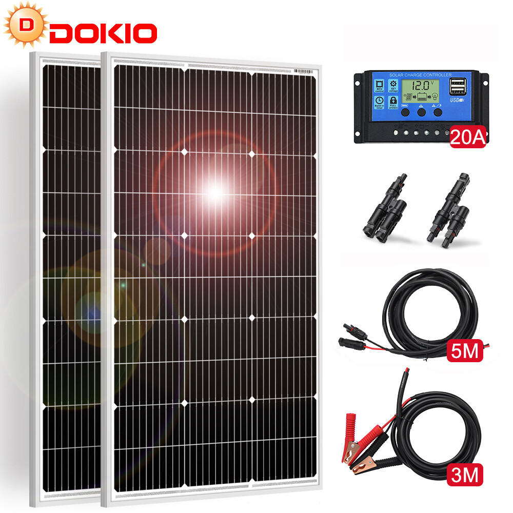 Dokio 100w 200w Rigid Monocrystalline Solar Panel Kit for Home/Caravan/RV/Boat gallery