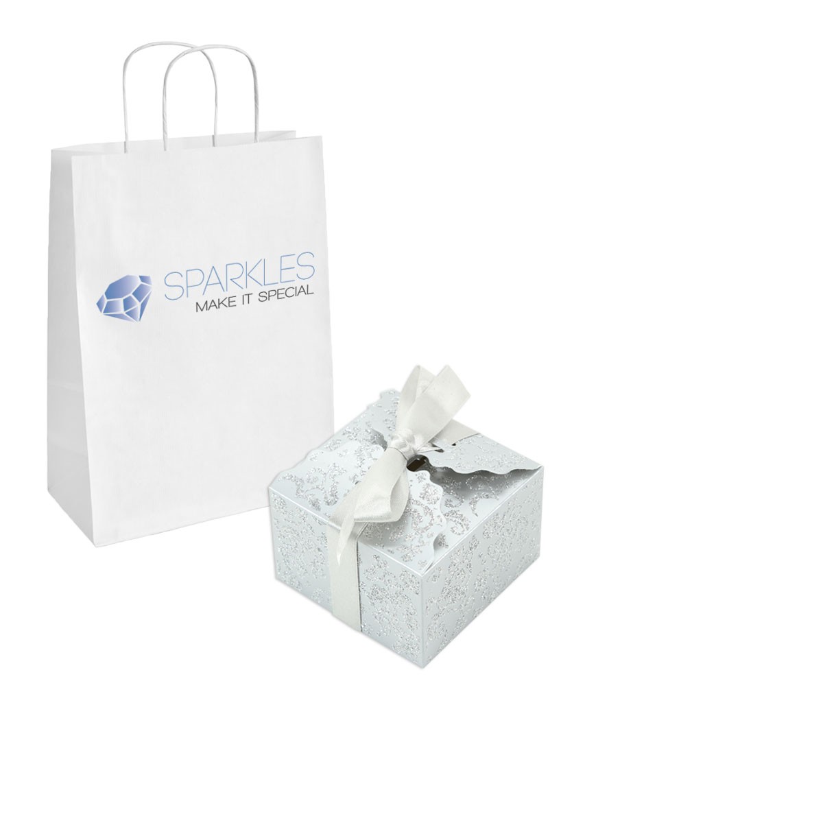 10 Matte Silver Medium Ribbon Wedding Favor Gift Boxes Party Event Candy Box gallery