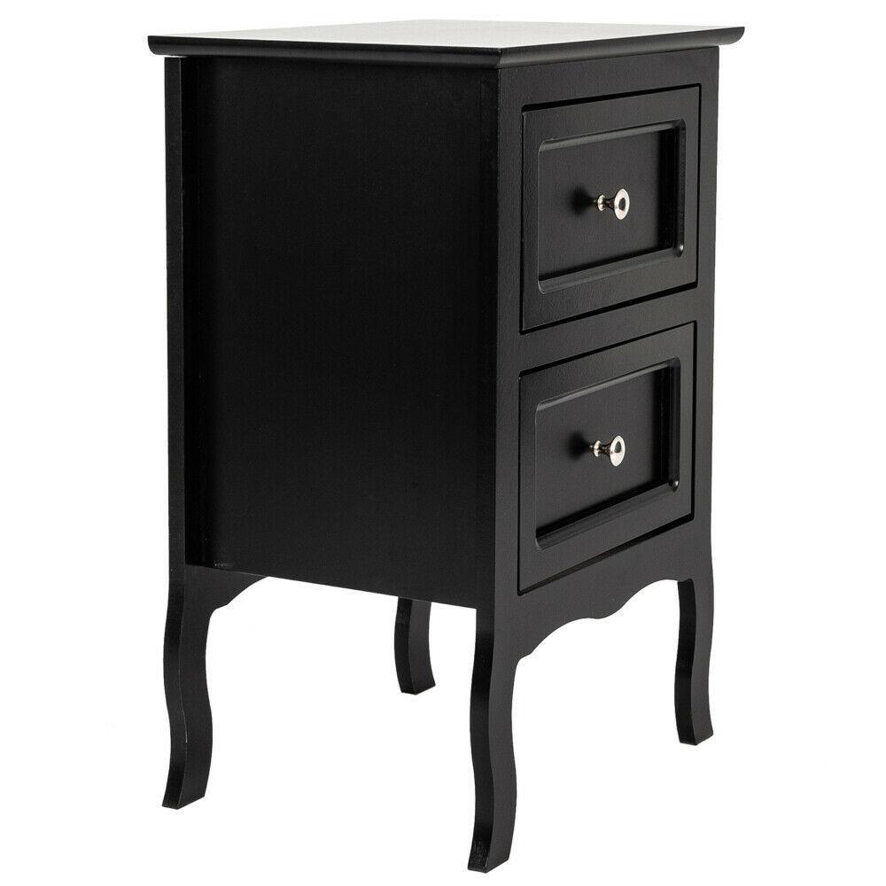 FCH 2 Drawers Nightstand Storage Wood End Table Bedside Organizer Modern Bedroom gallery