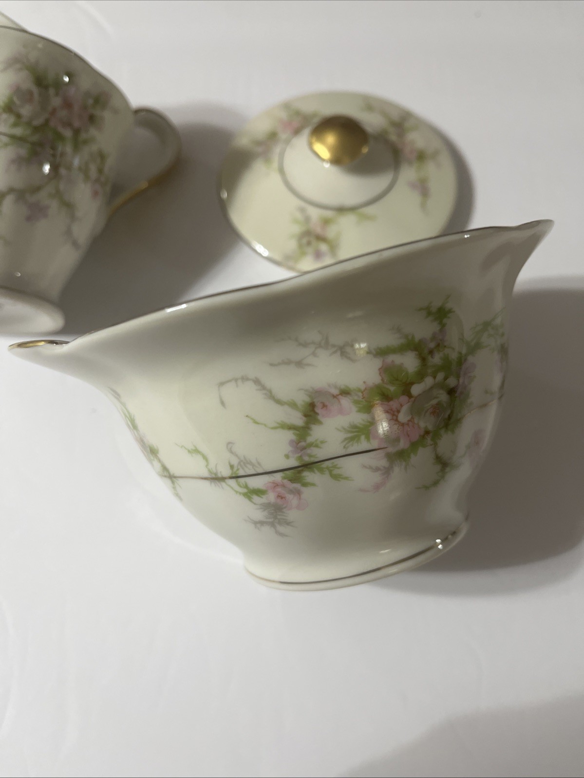 THEODORE HAVILAND Rosalinde CHINA Creamer and Sugar Bowl With Lid New York gallery