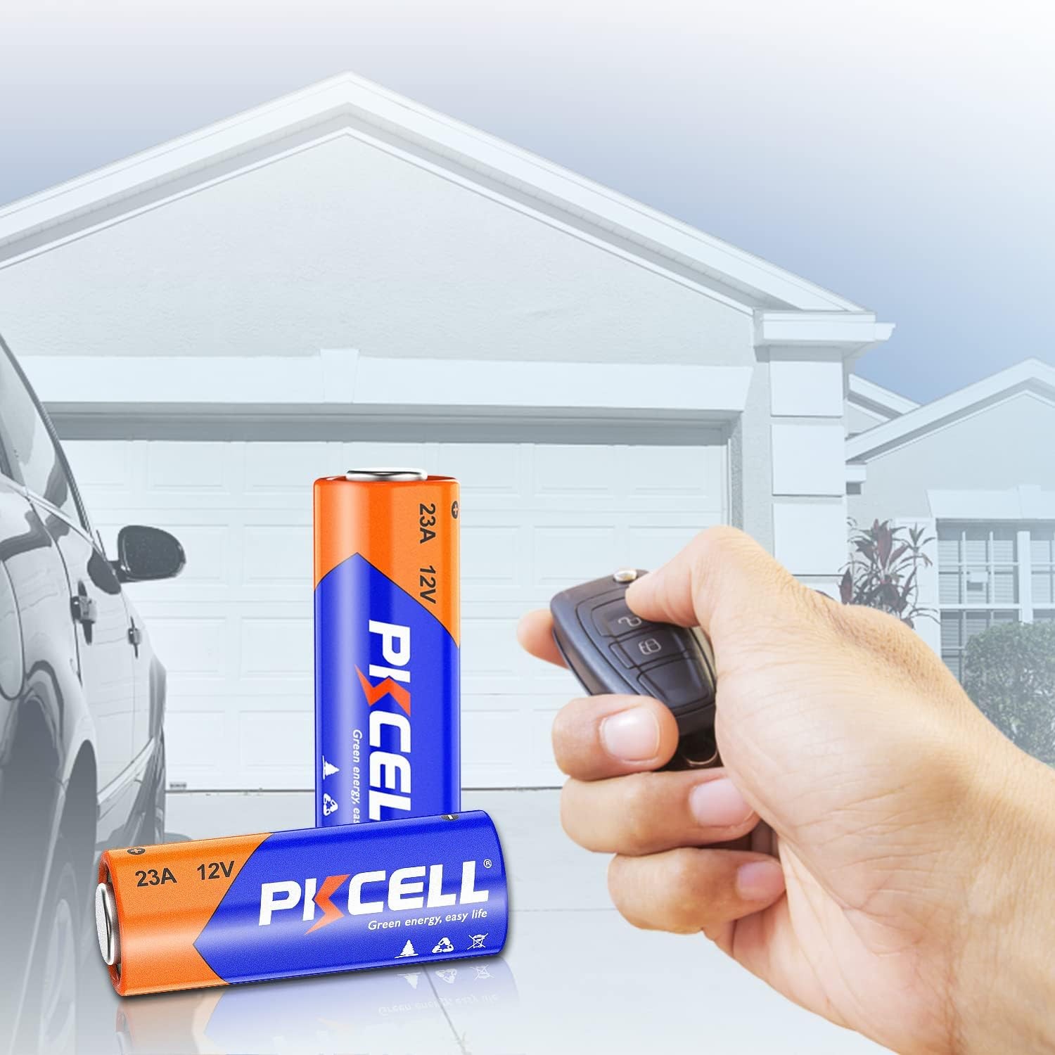 PKECLL 23A 12 Volt Battery 10-Count, A23 Battery for Garage Door Openers Ceiling gallery
