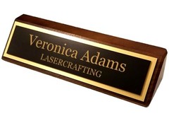 Executive Name Plate – Black walnut with Laser Engraved gold plate – PERSONALIZE
