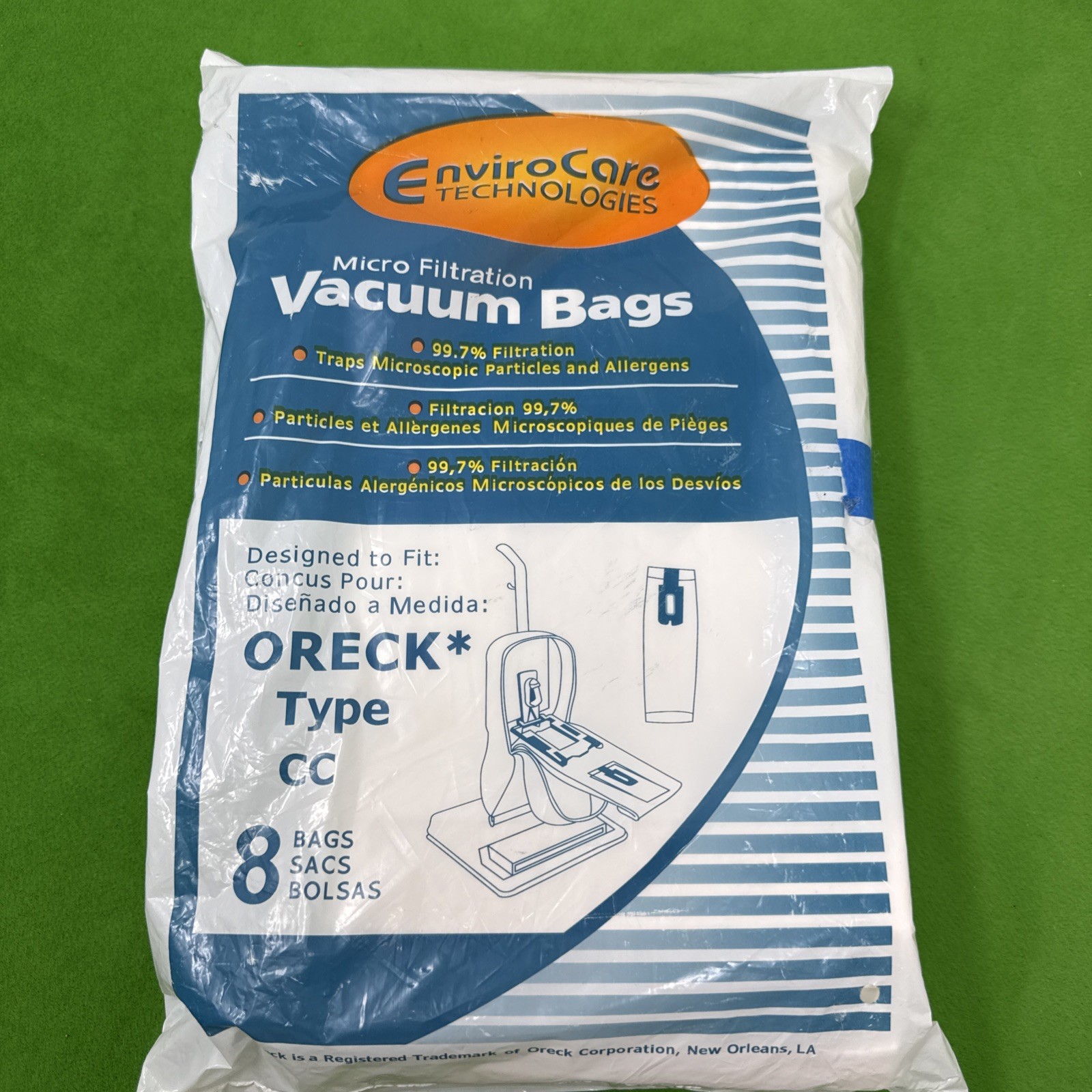 Enviro Care Vacuum Bags for Oreck Type CC Uprights 8 bags in NEW pack gallery