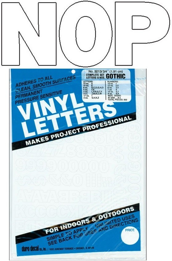 Permanent Adhesive Vinyl Letters & Numbers 3/4" GOTHIC WHITE ~ 029211321322 gallery