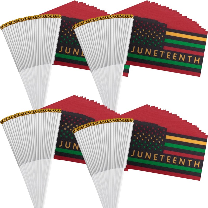 100 Pack Mini Juneteenth Handheld Flags - Celebrate Freedom, Party Decorations, gallery