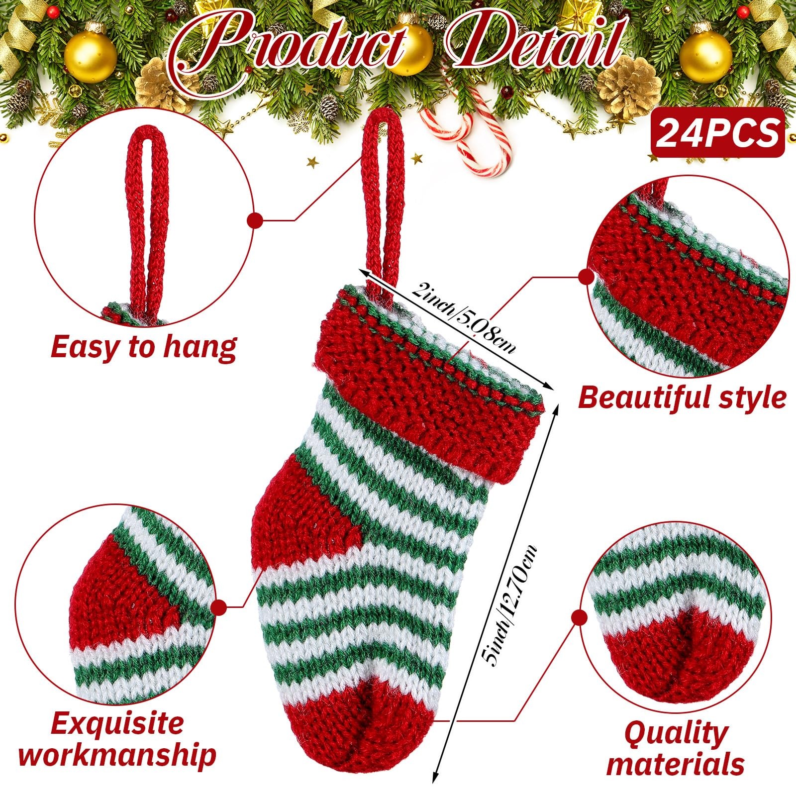 24 Pack 12 Pack 2x5 Inch Mini Christmas Stockings Bulk Knit Red and Green Sma... gallery