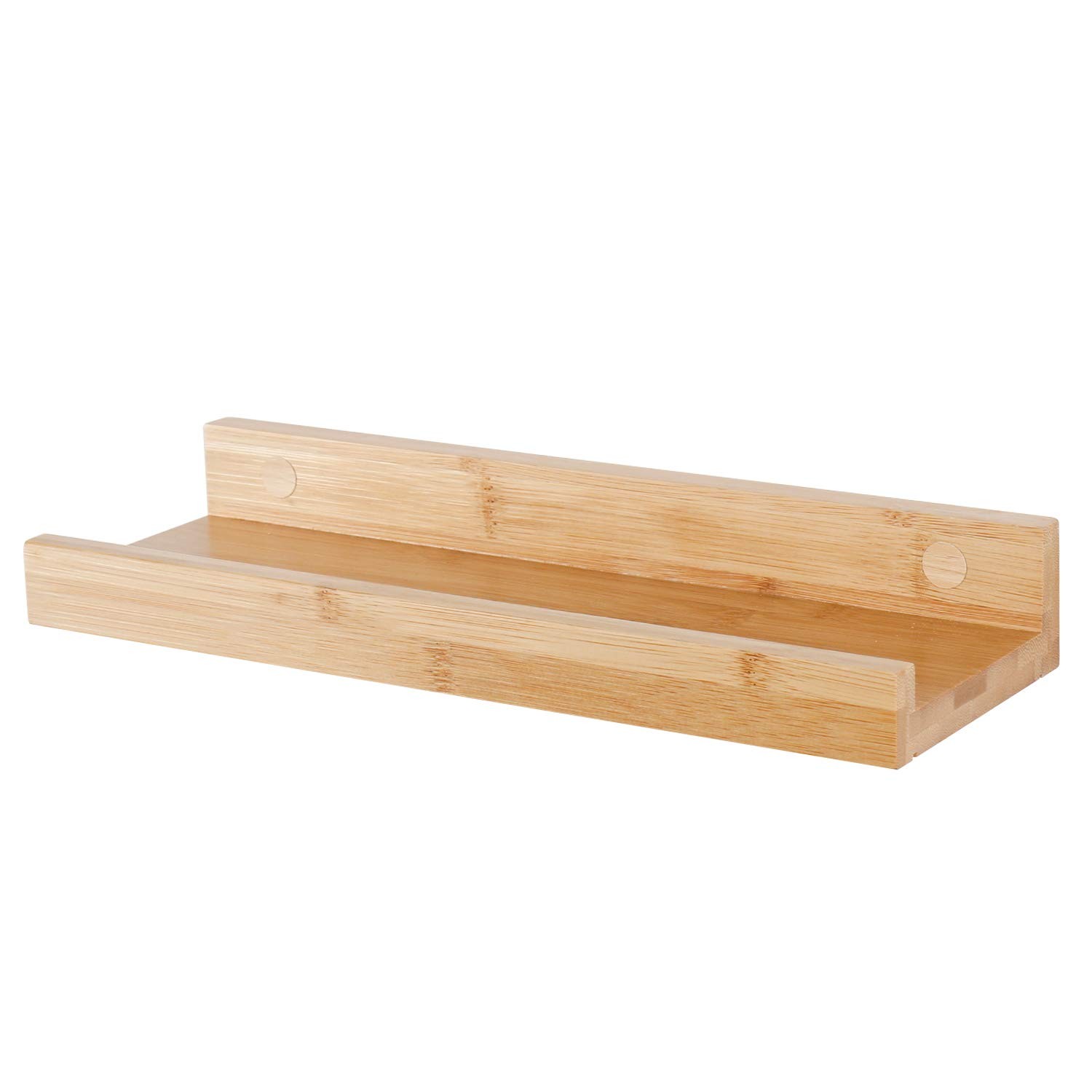 Natural Bamboo Floating Shelves Rustic Wood Wall Storage Organizer 13.8 Inch gallery