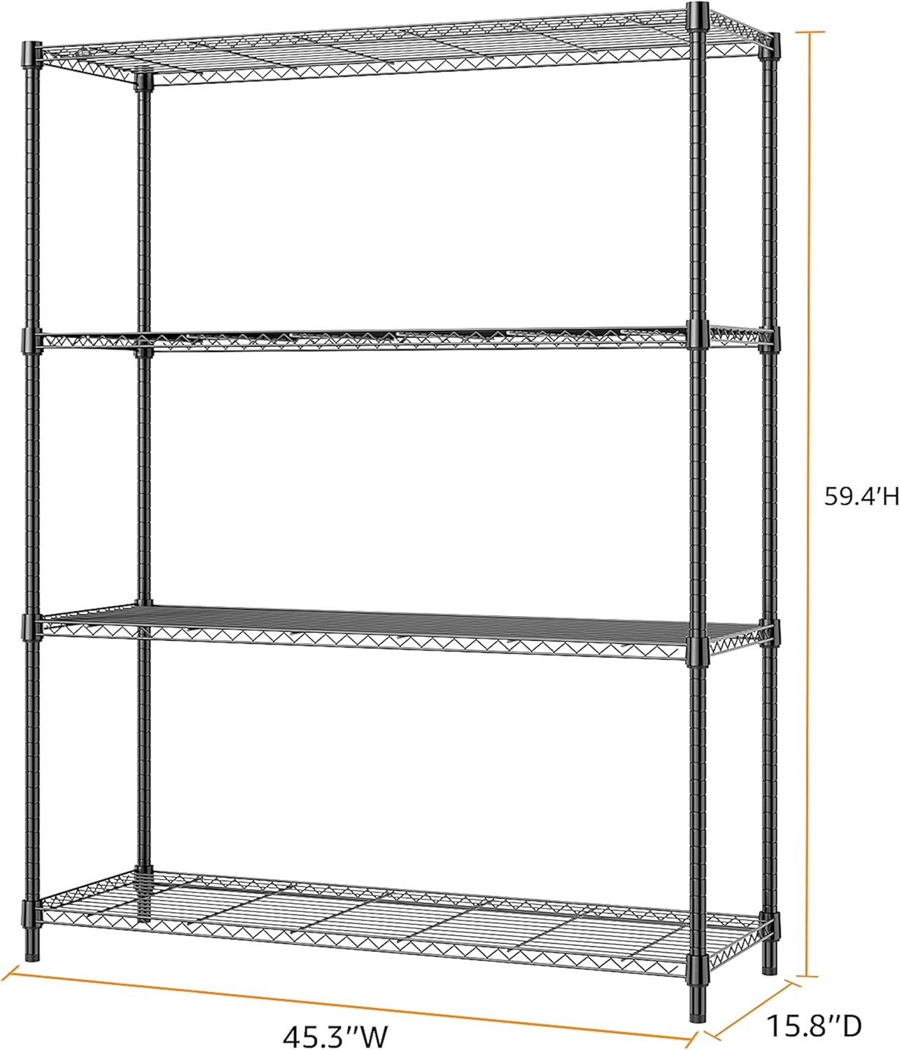 MZG 1400 lb 4 Tier Wire Storage Rack Black Shelving gallery