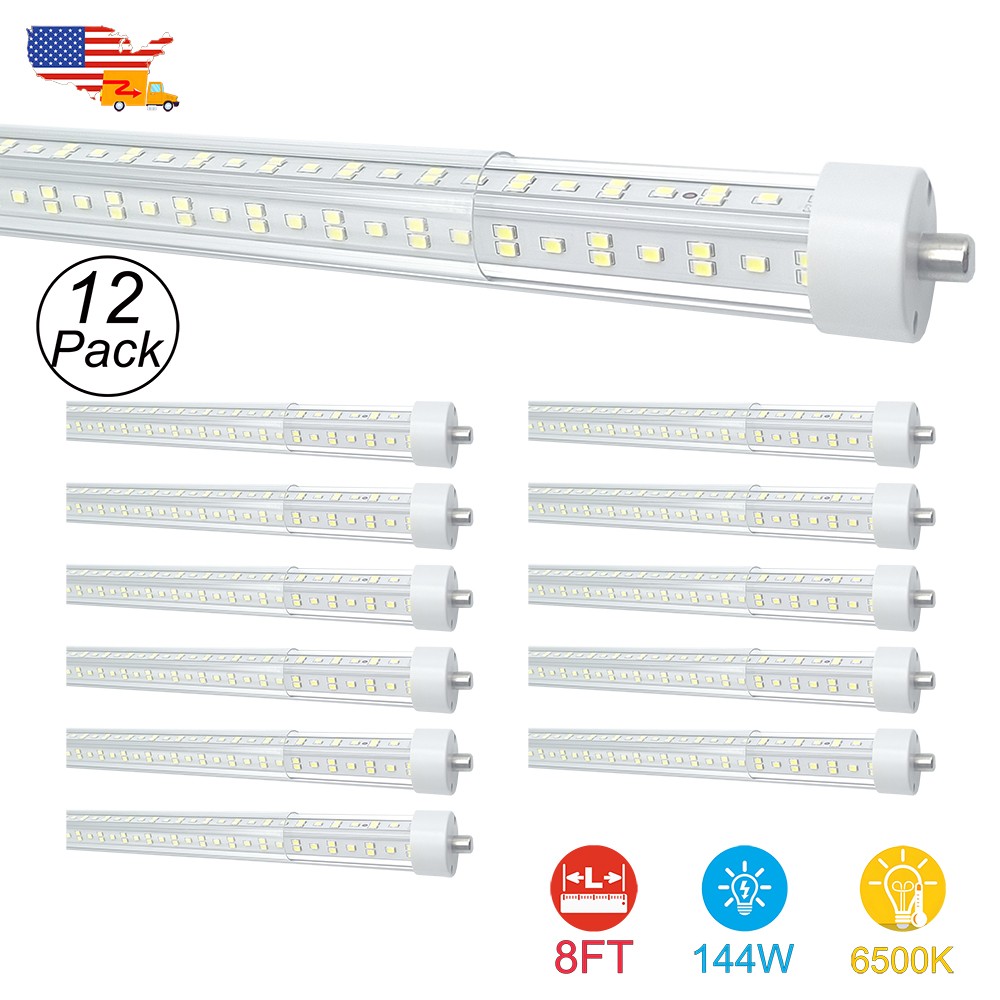 12Pack 8Ft Single Pin Led Workshop Lights 8' FA8 Bulbs 144W 18000Lm 6500K Clear gallery