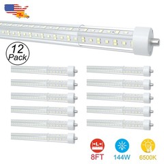 12Pack 8Ft Single Pin Led Workshop Lights 8′ FA8 Bulbs 144W 18000Lm 6500K Clear
