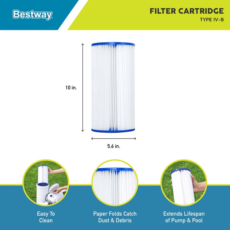 Bestway Flowclear Type IV & B Pool Filter Pump Replacement Cartridge (4 Pack) gallery