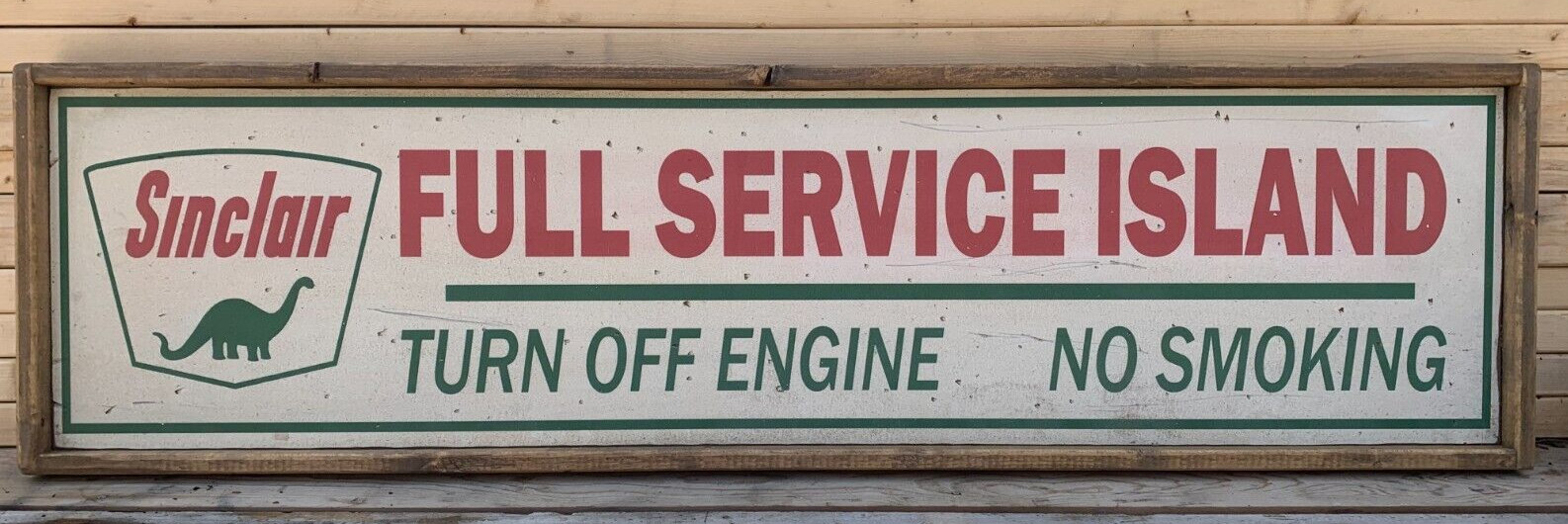 Antique Style Sinclair Gas Full Service Advertising Home Decor Sign 9x36 gallery