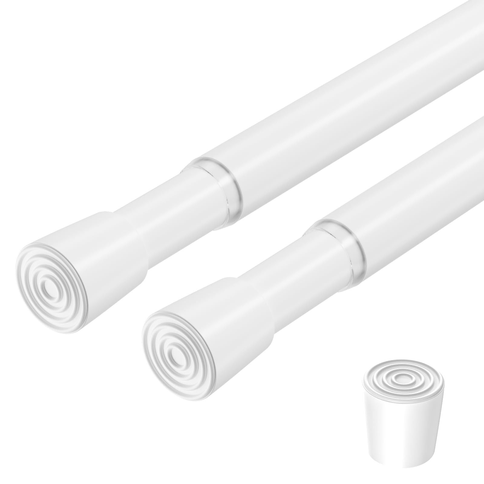 ZipGlo 2 Pack Spring Loaded Tension Rod 17-41" Adjustable 17-41IN-2PCS, White gallery