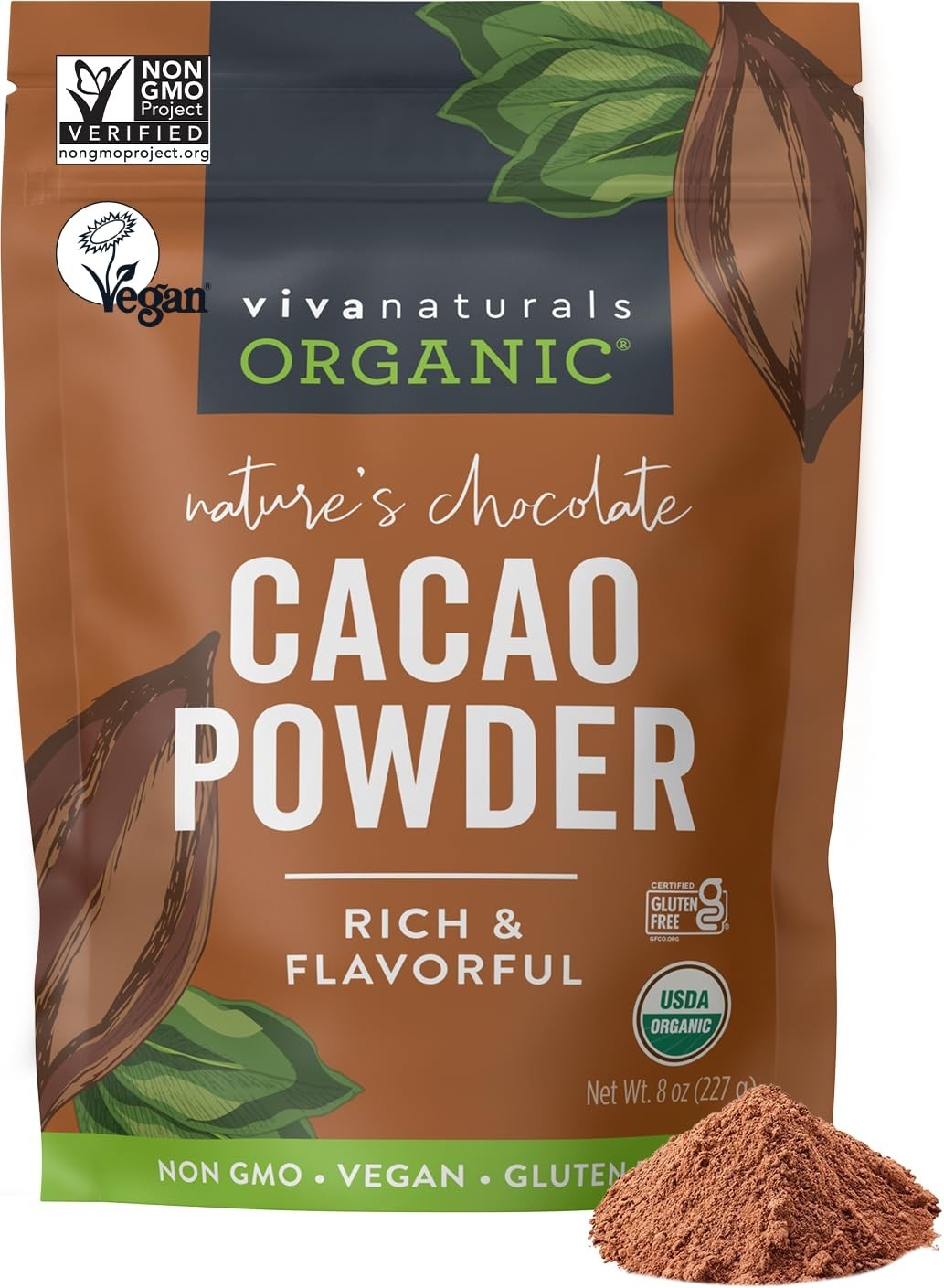 Organic Cacao Powder Raw USDA Certified Non-GMO Vegan 8oz gallery