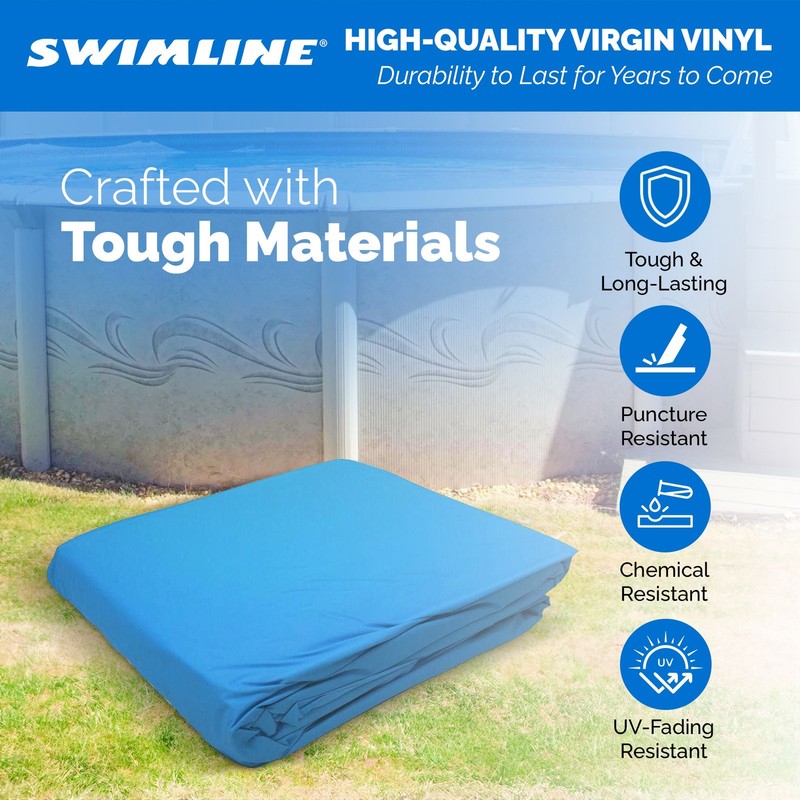 Swimline LI184820 18' Solid Blue Round Above Ground Swimming Pool Overlap Liner gallery