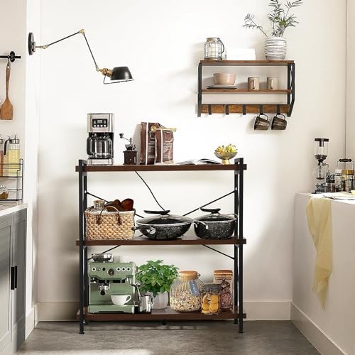 Bookshelf 35.43" Width - Rustic Open 3 Shelf - Dark Walnut - 3 Tiers gallery