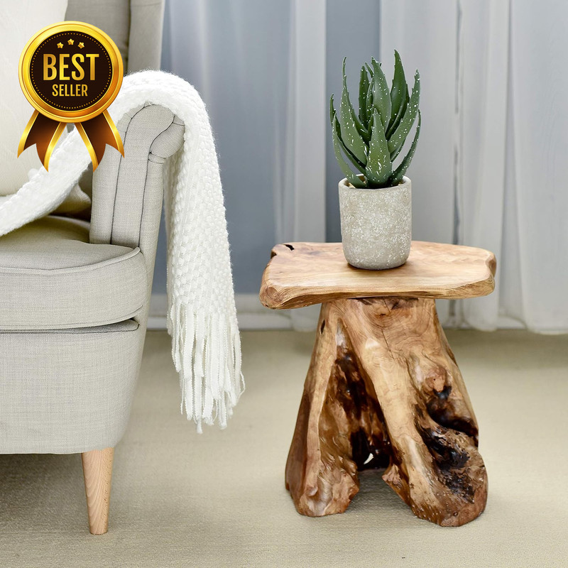 Natural Cedar Stump Stool, 14" End Table, Live Edge Side Table, Plant Stand, Sma gallery